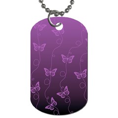 Purple Butterflies Pattern Dog Tag (two Sides) by SpinnyChairDesigns