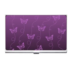 Purple Butterflies Pattern Business Card Holder by SpinnyChairDesigns