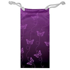 Purple Butterflies Pattern Jewelry Bag by SpinnyChairDesigns