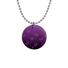 Purple Butterflies Pattern 1  Button Necklace by SpinnyChairDesigns