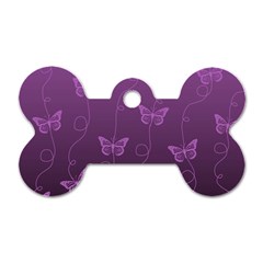 Purple Butterflies Pattern Dog Tag Bone (one Side) by SpinnyChairDesigns