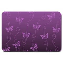 Purple Butterflies Pattern Large Doormat  by SpinnyChairDesigns