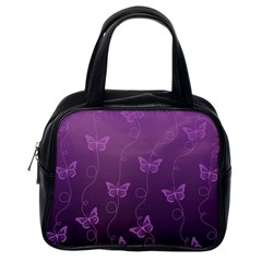 Purple Butterflies Pattern Classic Handbag (one Side) by SpinnyChairDesigns