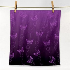 Purple Butterflies Pattern Face Towel by SpinnyChairDesigns