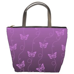 Purple Butterflies Pattern Bucket Bag by SpinnyChairDesigns