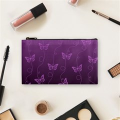 Purple Butterflies Pattern Cosmetic Bag (small)