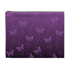 Purple Butterflies Pattern Cosmetic Bag (xl) by SpinnyChairDesigns