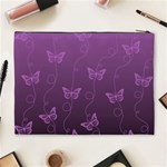 Purple Butterflies Pattern Cosmetic Bag (XL) Back