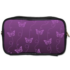 Purple Butterflies Pattern Toiletries Bag (one Side) by SpinnyChairDesigns