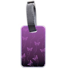 Purple Butterflies Pattern Luggage Tag (two Sides) by SpinnyChairDesigns