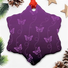 Purple Butterflies Pattern Snowflake Ornament (two Sides) by SpinnyChairDesigns