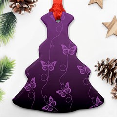 Purple Butterflies Pattern Christmas Tree Ornament (two Sides) by SpinnyChairDesigns