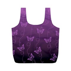 Purple Butterflies Pattern Full Print Recycle Bag (m) by SpinnyChairDesigns