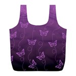 Purple Butterflies Pattern Full Print Recycle Bag (L) Back