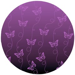 Purple Butterflies Pattern Wooden Puzzle Round by SpinnyChairDesigns