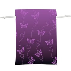 Purple Butterflies Pattern  Lightweight Drawstring Pouch (xl) by SpinnyChairDesigns