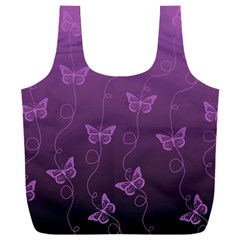 Purple Butterflies Pattern Full Print Recycle Bag (xxxl) by SpinnyChairDesigns