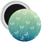 White Butterflies on Blue and Light Green 3  Magnets Front