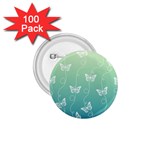 White Butterflies on Blue and Light Green 1.75  Buttons (100 pack)  Front