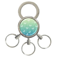 White Butterflies On Blue And Light Green 3-ring Key Chain by SpinnyChairDesigns