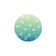 White Butterflies On Blue And Light Green Golf Ball Marker by SpinnyChairDesigns