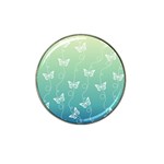 White Butterflies on Blue and Light Green Hat Clip Ball Marker (4 pack) Front