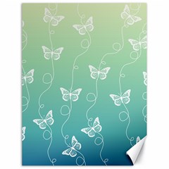 White Butterflies On Blue And Light Green Canvas 18  X 24  by SpinnyChairDesigns