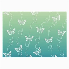 White Butterflies On Blue And Light Green Large Glasses Cloth