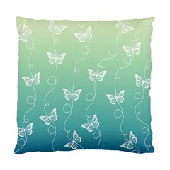 White Butterflies On Blue And Light Green Standard Cushion Case (two Sides) by SpinnyChairDesigns