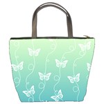 White Butterflies on Blue and Light Green Bucket Bag Back