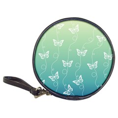 White Butterflies On Blue And Light Green Classic 20-cd Wallets by SpinnyChairDesigns