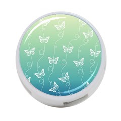 White Butterflies On Blue And Light Green 4-port Usb Hub (one Side) by SpinnyChairDesigns