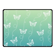 White Butterflies On Blue And Light Green Fleece Blanket (small) by SpinnyChairDesigns