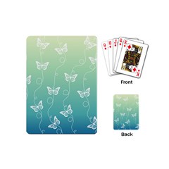 White Butterflies On Blue And Light Green Playing Cards Single Design (mini) by SpinnyChairDesigns