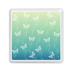 White Butterflies On Blue And Light Green Memory Card Reader (square) by SpinnyChairDesigns