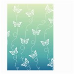 White Butterflies on Blue and Light Green Small Garden Flag (Two Sides) Front