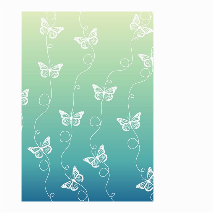 White Butterflies on Blue and Light Green Small Garden Flag (Two Sides)