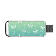 White Butterflies On Blue And Light Green Portable Usb Flash (one Side) by SpinnyChairDesigns