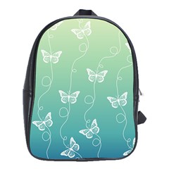 White Butterflies On Blue And Light Green School Bag (xl) by SpinnyChairDesigns