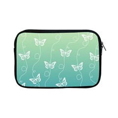 White Butterflies On Blue And Light Green Apple Ipad Mini Zipper Cases by SpinnyChairDesigns