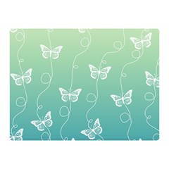 White Butterflies On Blue And Light Green Double Sided Flano Blanket (mini)  by SpinnyChairDesigns