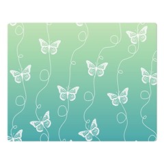 White Butterflies On Blue And Light Green Double Sided Flano Blanket (large)  by SpinnyChairDesigns