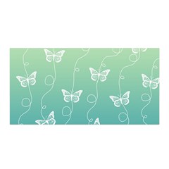 White Butterflies On Blue And Light Green Satin Wrap by SpinnyChairDesigns