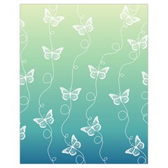 White Butterflies On Blue And Light Green Drawstring Bag (small) by SpinnyChairDesigns