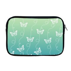 White Butterflies On Blue And Light Green Apple Macbook Pro 17  Zipper Case by SpinnyChairDesigns