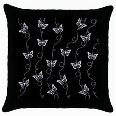 Black And White Butterfly Pattern Throw Pillow Case (black) by SpinnyChairDesigns