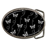 Black and White Butterfly Pattern Belt Buckles Front