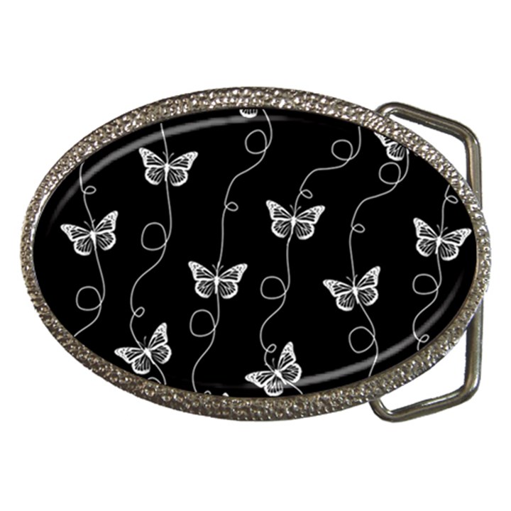 Black and White Butterfly Pattern Belt Buckles