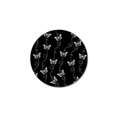 Black And White Butterfly Pattern Golf Ball Marker by SpinnyChairDesigns