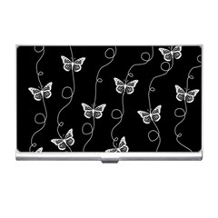 Black And White Butterfly Pattern Business Card Holder by SpinnyChairDesigns